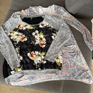 Bundle of Kut and  Lucky Brand multicolor Tops  with Floral Accents. L